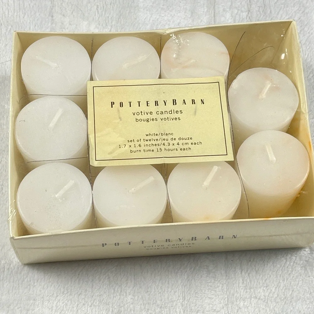 Pottery Barn White Votive‎ Candles Set of 11 Unscented 15 Hour Burn Time